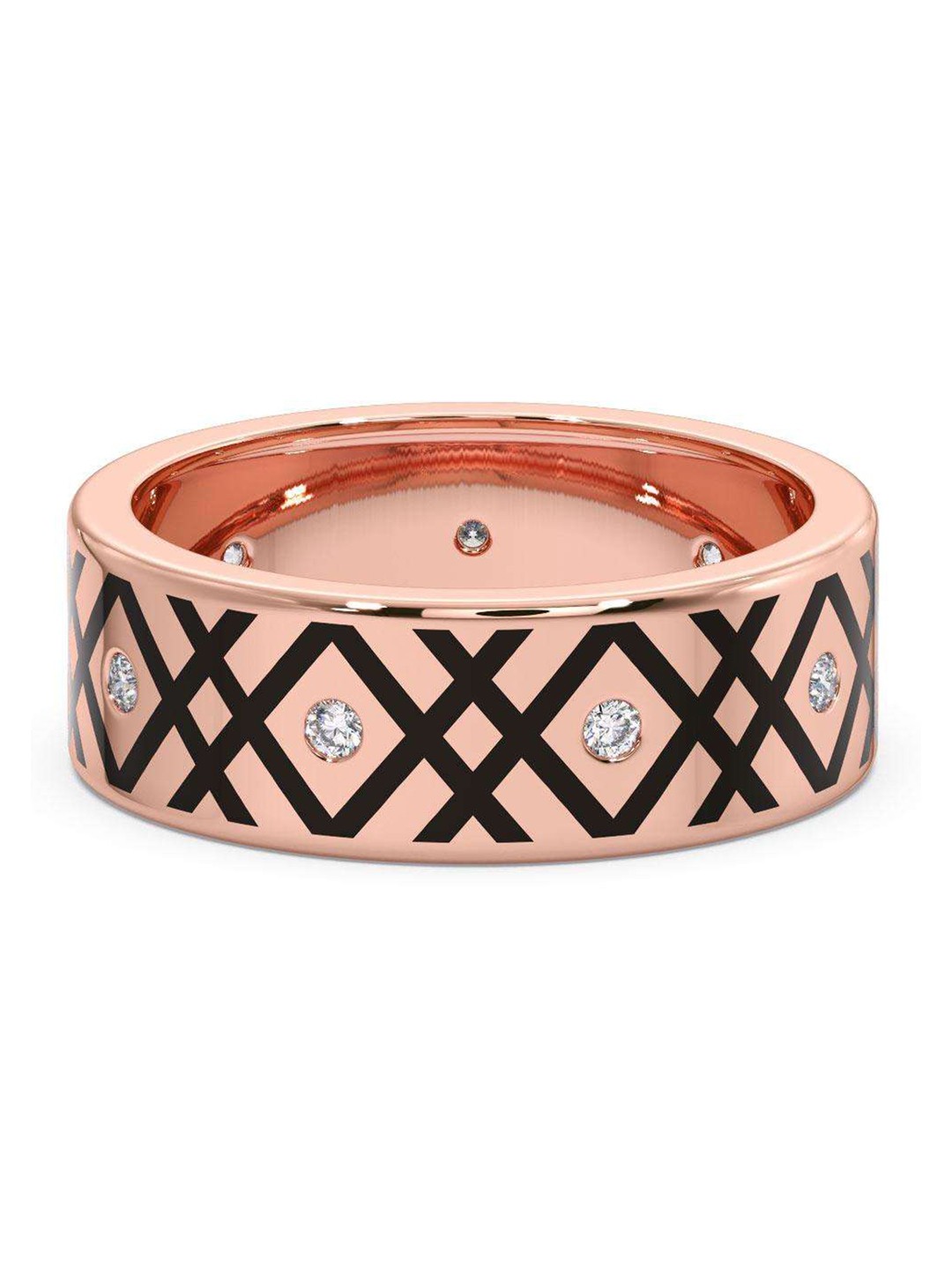 

CANDERE A KALYAN JEWELLERS COMPANY Men 18KT Rose Gold Diamond-Studded Ring - 3.97 gm