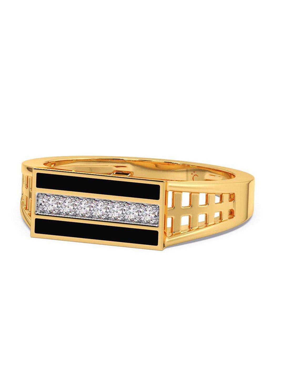 

CANDERE A KALYAN JEWELLERS COMPANY Men Diamond-Studded 14KT Gold Ring - 4.1 gm