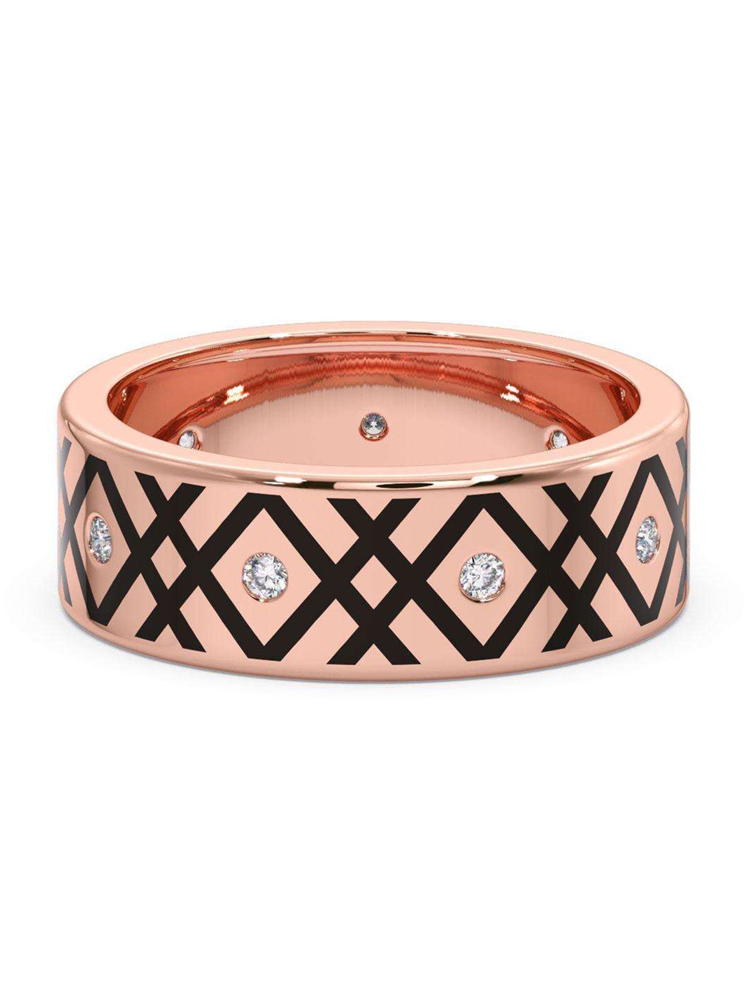 

CANDERE A KALYAN JEWELLERS COMPANY Men Diamond-Studded 14KT Rose Gold Ring- 4.95 gm