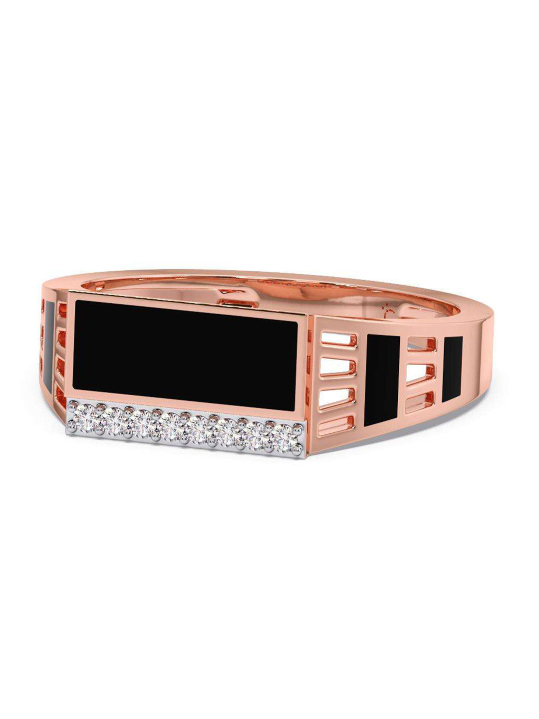 

CANDERE A KALYAN JEWELLERS COMPANY Men Diamond-Studded 14KT Rose Gold Ring - 3.76 g