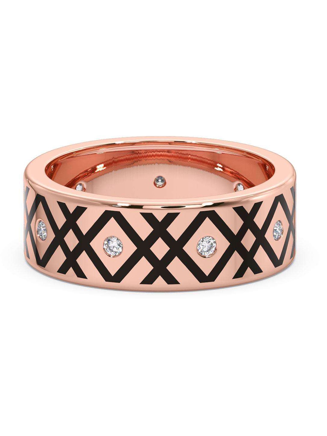 

CANDERE A KALYAN JEWELLERS COMPANY Men 18KT Rose Gold Diamond-Studded Ring - 4.85 g