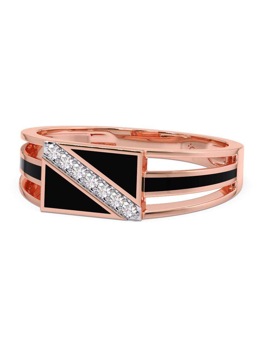 

CANDERE A KALYAN JEWELLERS COMPANY Men Diamond-Studded 18KT Rose Gold Ring - 4.93 gm