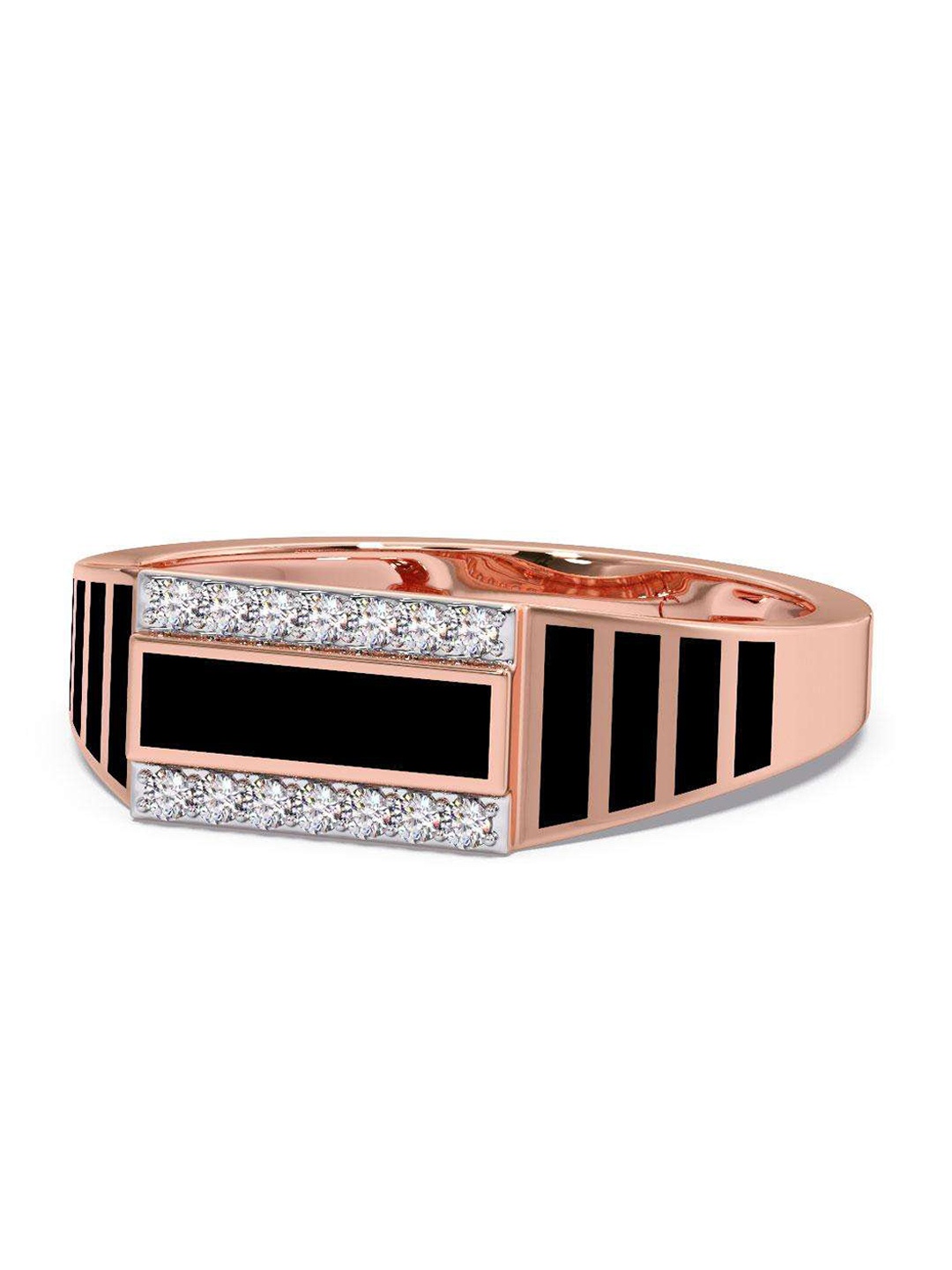 

CANDERE A KALYAN JEWELLERS COMPANY Men Diamond-Studded 18KT Rose Gold Ring - 3.87 gm