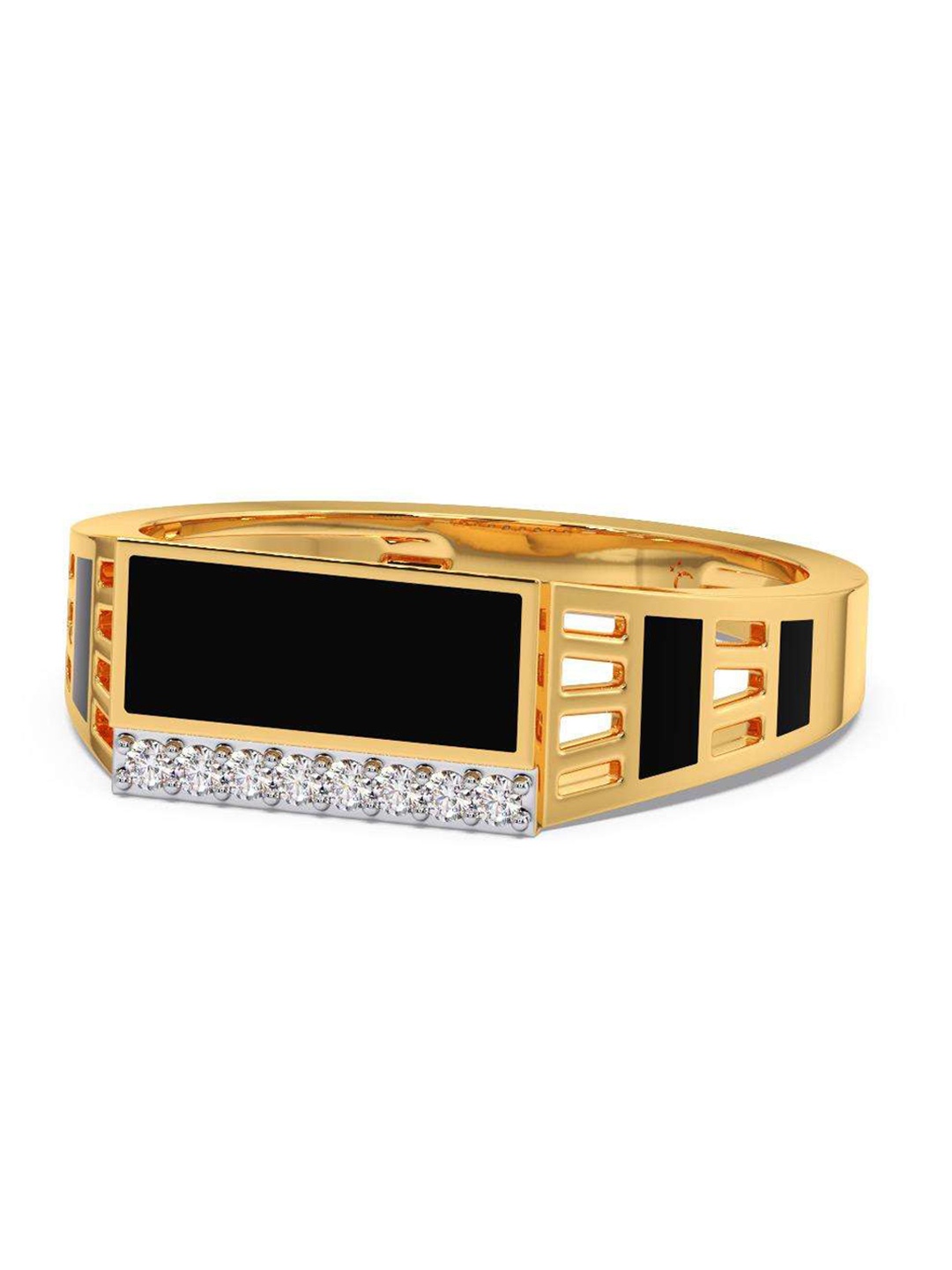 

CANDERE A KALYAN JEWELLERS COMPANY Men 14KT Gold Diamond-Studded Ring - 4 gm
