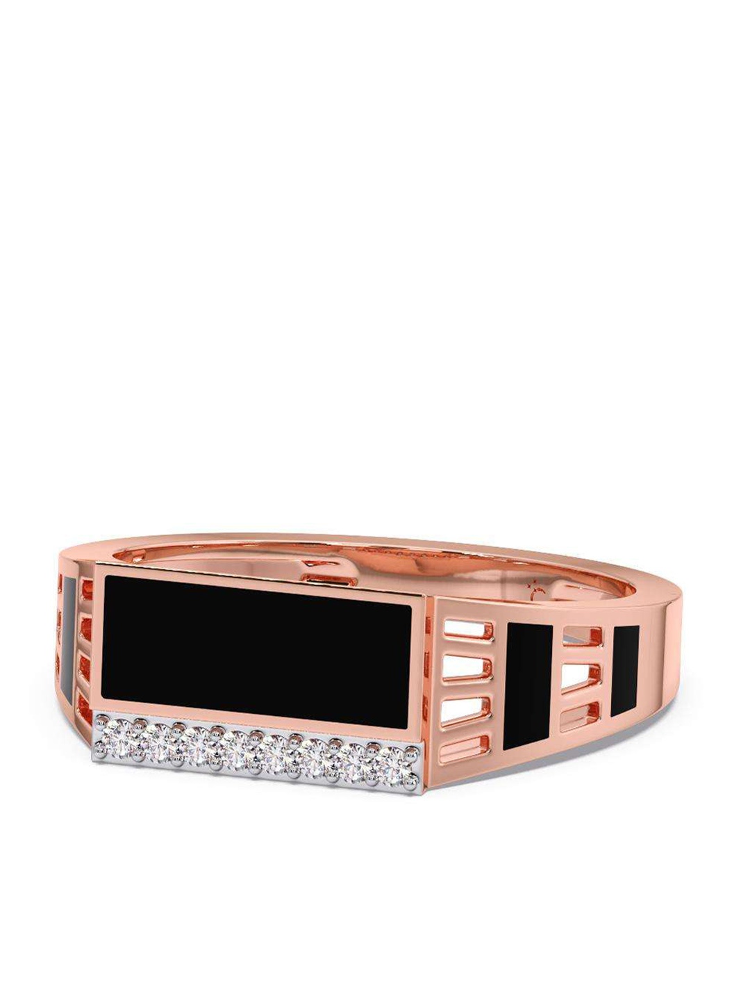 

CANDERE A KALYAN JEWELLERS COMPANY Men Diamond-Studded 18KT Rose Gold Ring - 4.06 gm