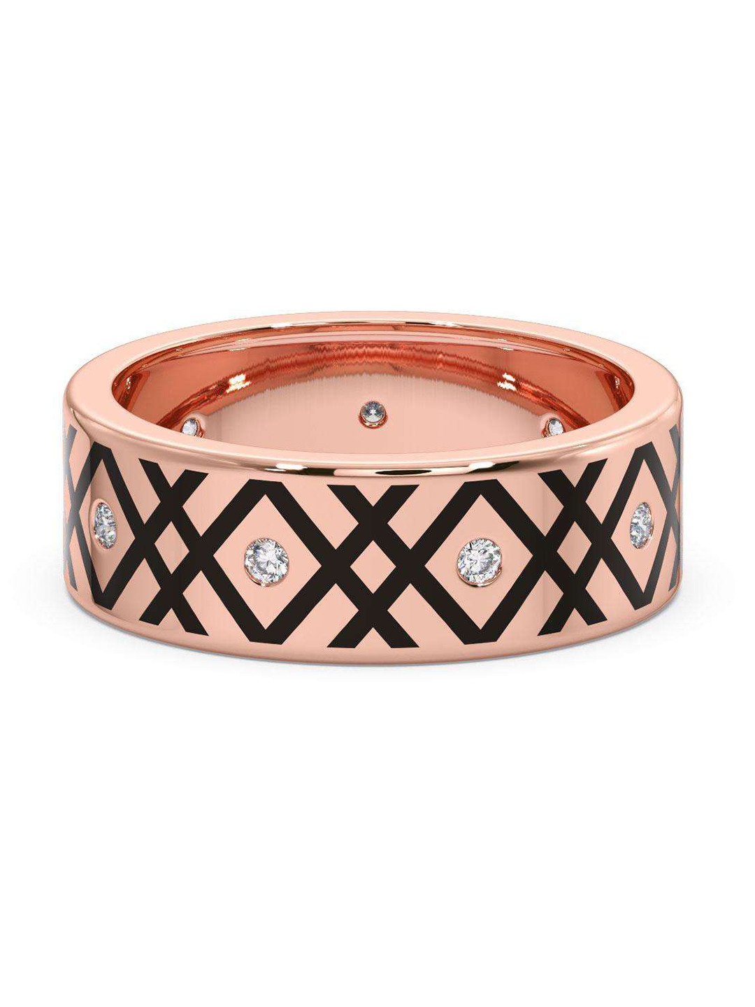 

CANDERE A KALYAN JEWELLERS COMPANY Men 18KT Rose Gold Diamond-Studded Ring - 5.64 gm