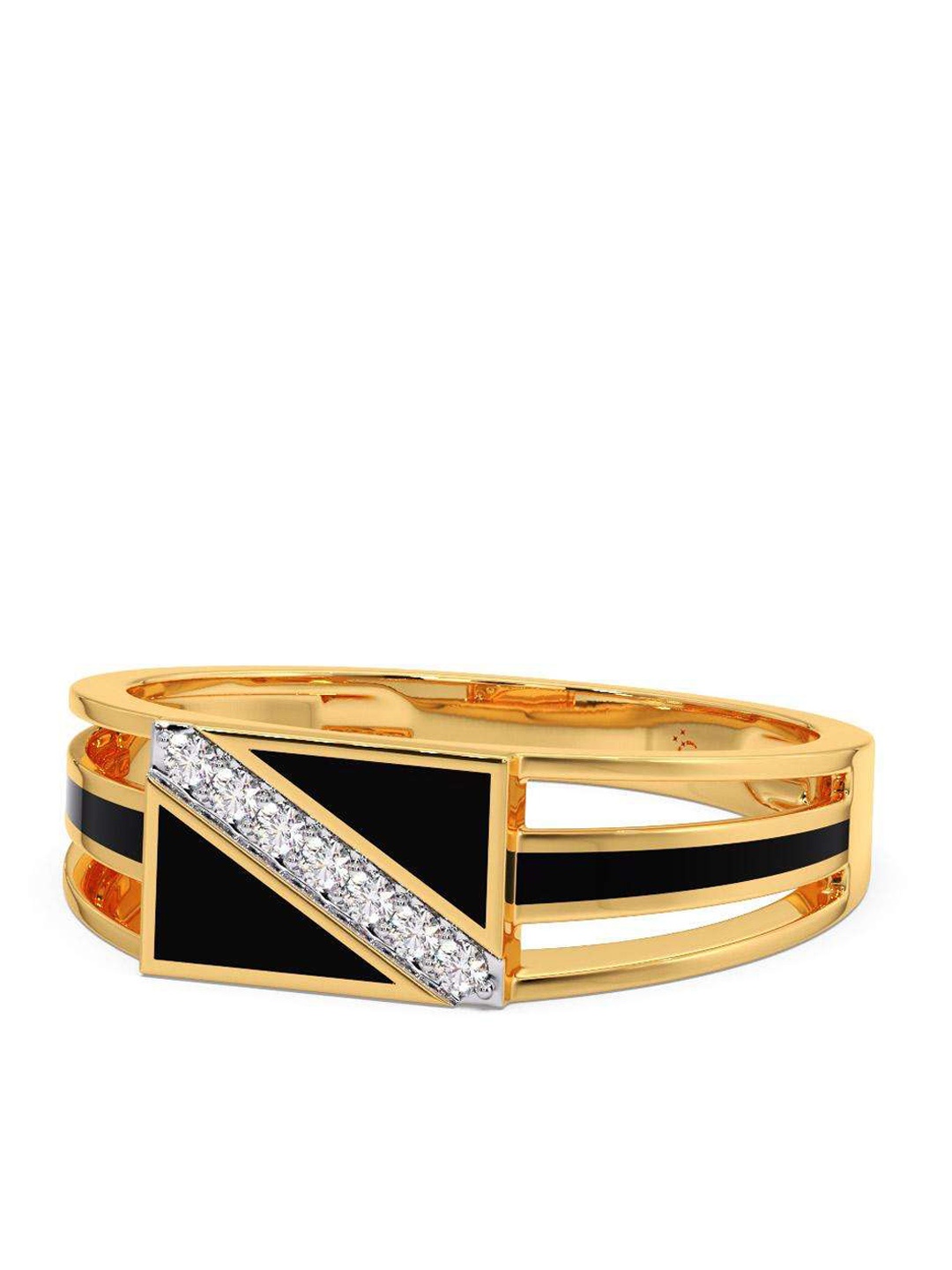 

CANDERE A KALYAN JEWELLERS COMPANY Men Diamond-Studded 18KT Gold Ring - 4.93 gm