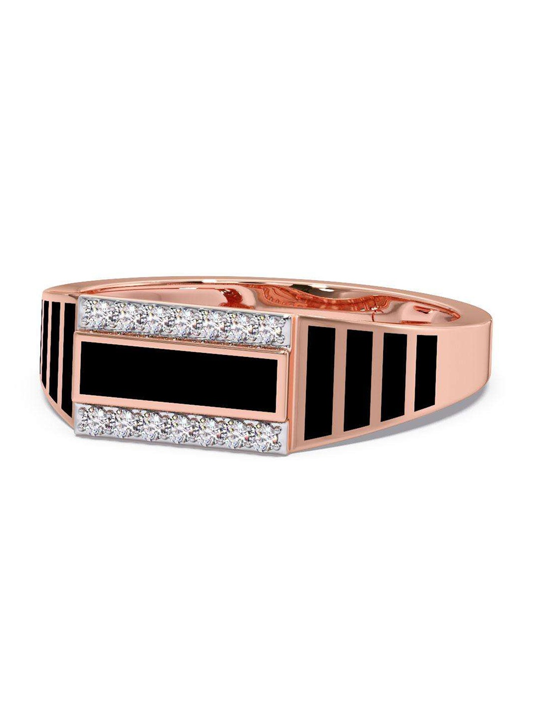 

CANDERE A KALYAN JEWELLERS COMPANY Men Diamond-Studded 14KT Rose Gold Ring- 3.58gm