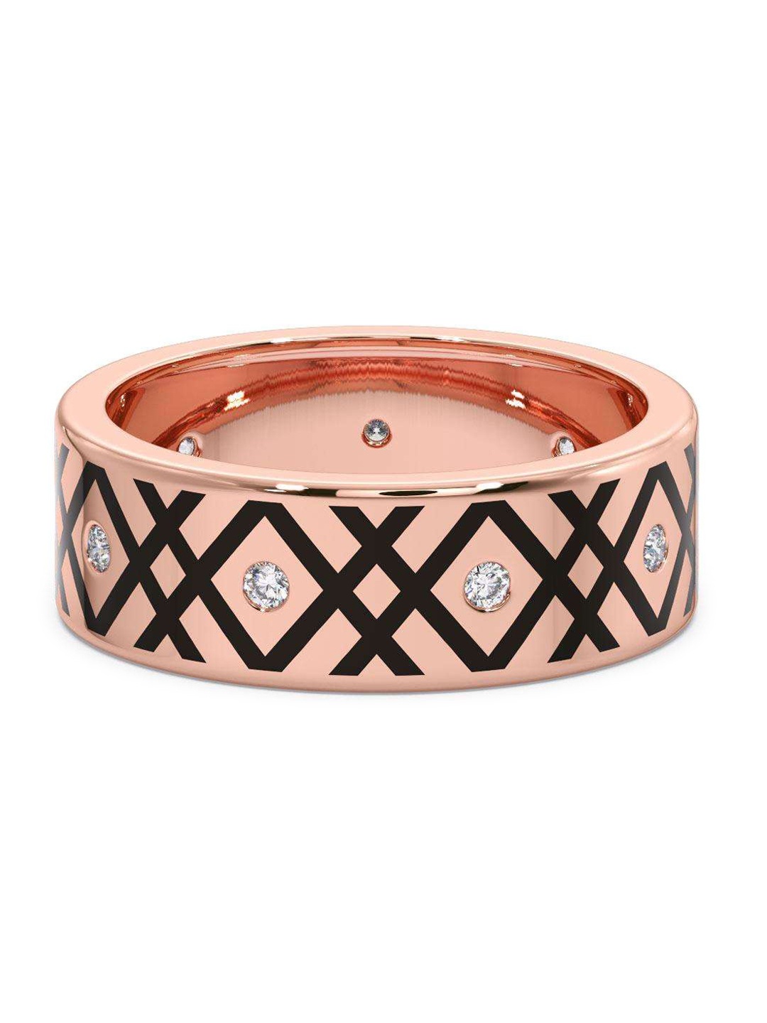 

CANDERE A KALYAN JEWELLERS COMPANY Men Diamond-Studded 14KT Rose Gold Ring - 4.36 gm