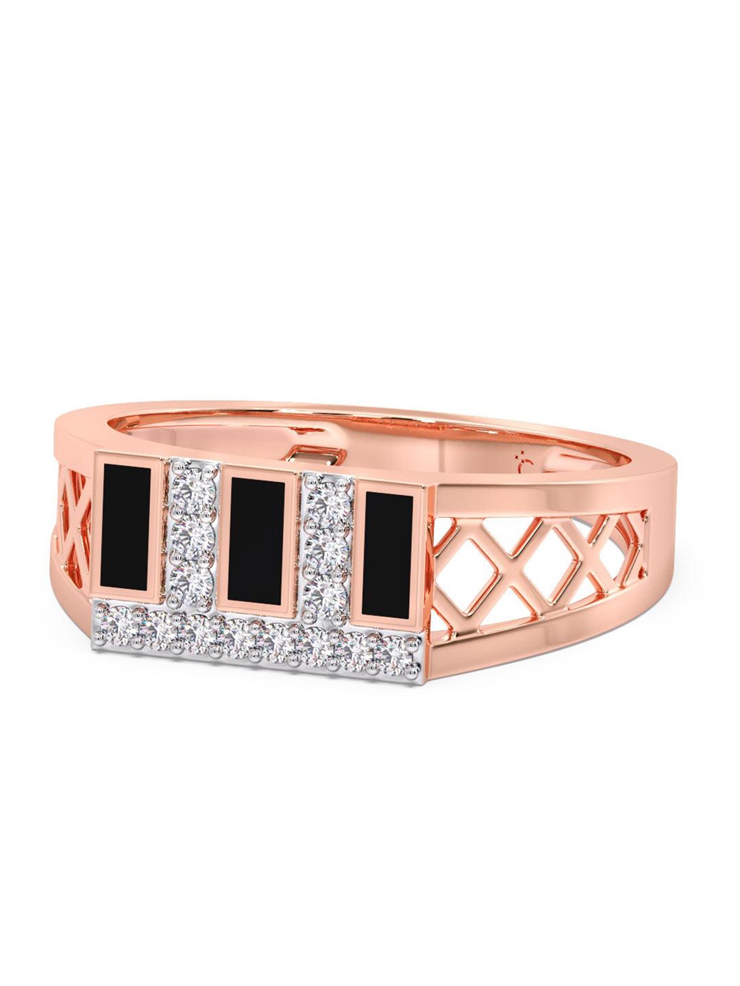 

CANDERE A KALYAN JEWELLERS COMPANY Men Diamond-Studded 14KT Rose Gold Ring - 3.15 gm