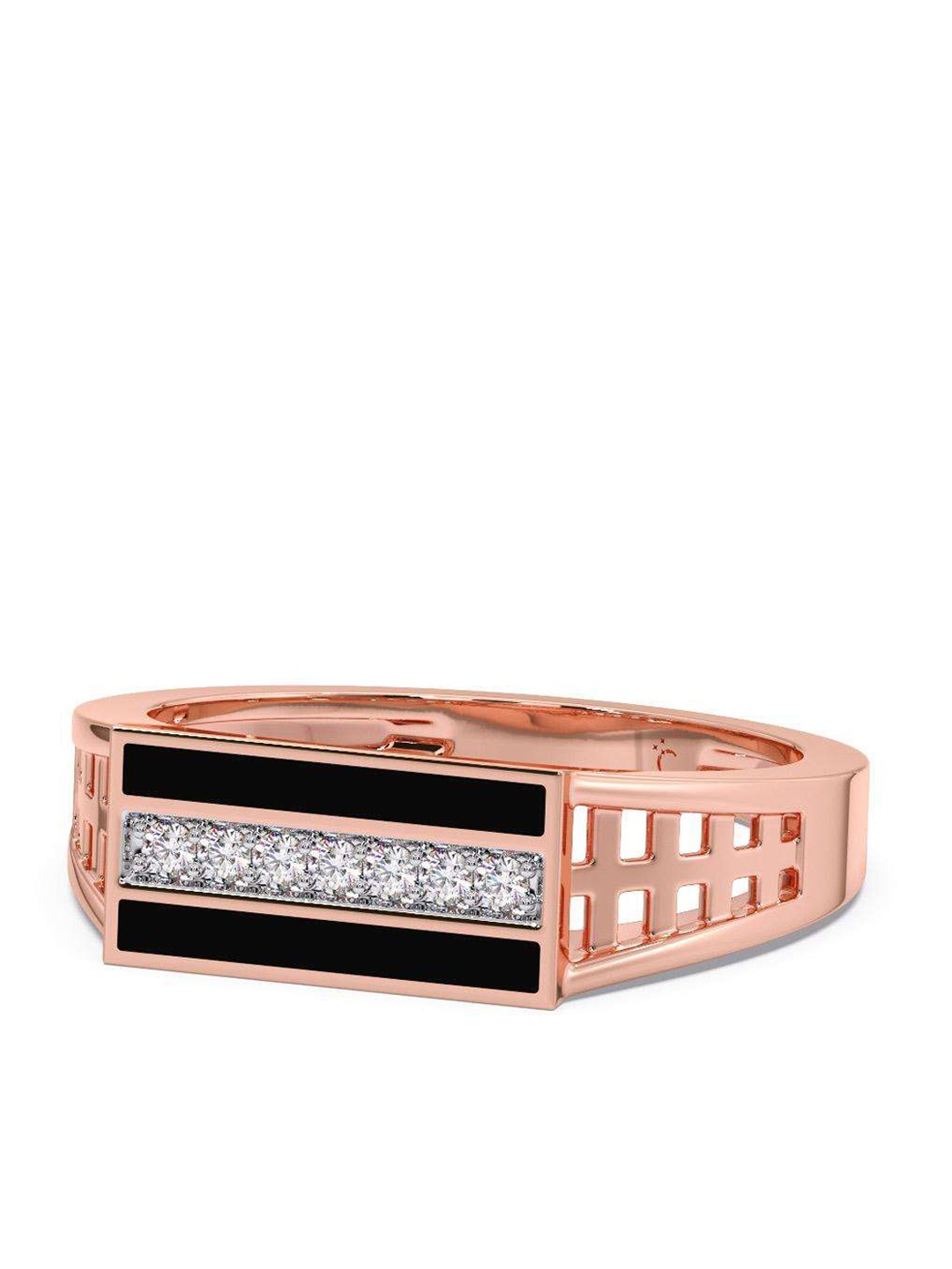 

CANDERE A KALYAN JEWELLERS COMPANY Men Diamond-Studded 14KT Rose Gold Ring - 3.29 gm