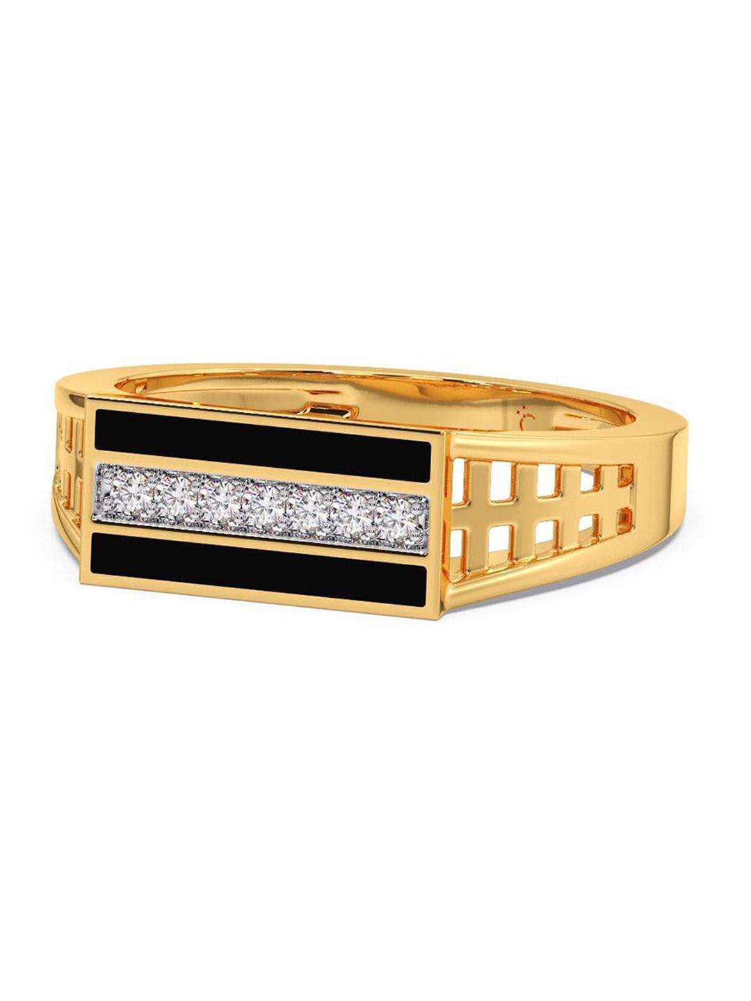 

CANDERE A KALYAN JEWELLERS COMPANY Men Diamond-Studded 14KT Gold Ring - 3.71 gm