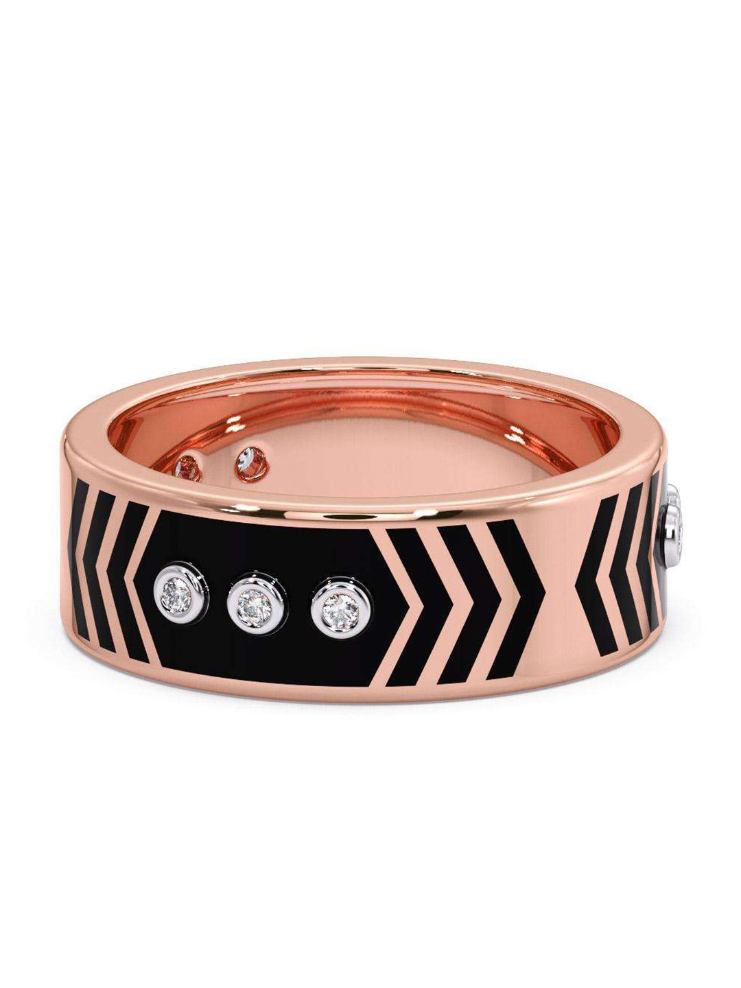 

CANDERE A KALYAN JEWELLERS COMPANY Men Diamond-Studded 14KT Rose Gold Ring - 4.66 gm