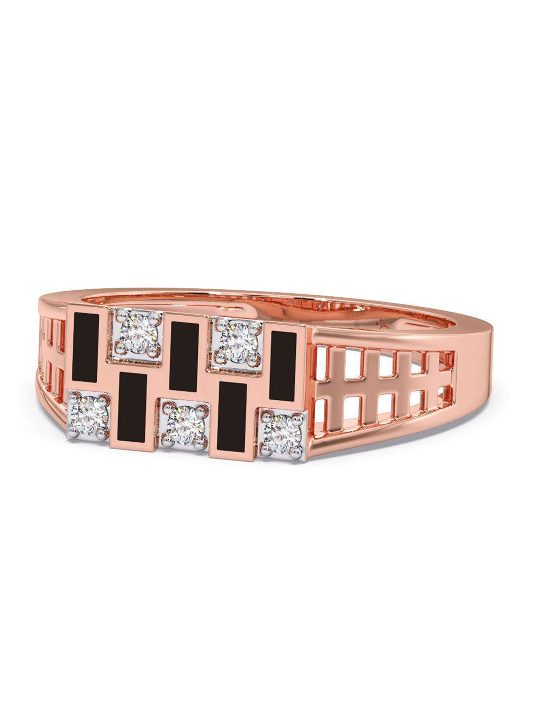 

CANDERE A KALYAN JEWELLERS COMPANY Men Diamond-Studded 14KT Rose Gold Ring - 4.17 gm
