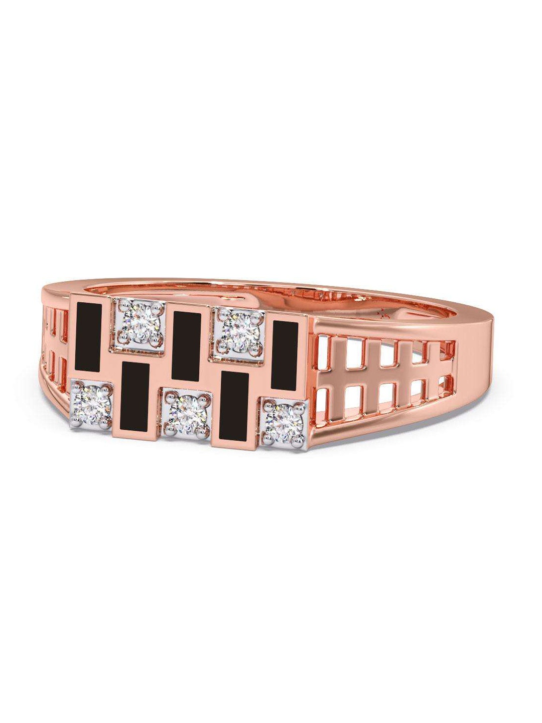 

CANDERE A KALYAN JEWELLERS COMPANY Men Diamond-Studded 14KT Rose Gold Ring - 3.66 gm