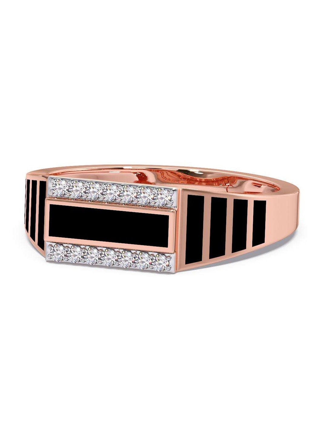 

CANDERE A KALYAN JEWELLERS COMPANY Men Diamond-Studded 14KT Rose Gold Ring- 3.05 gm