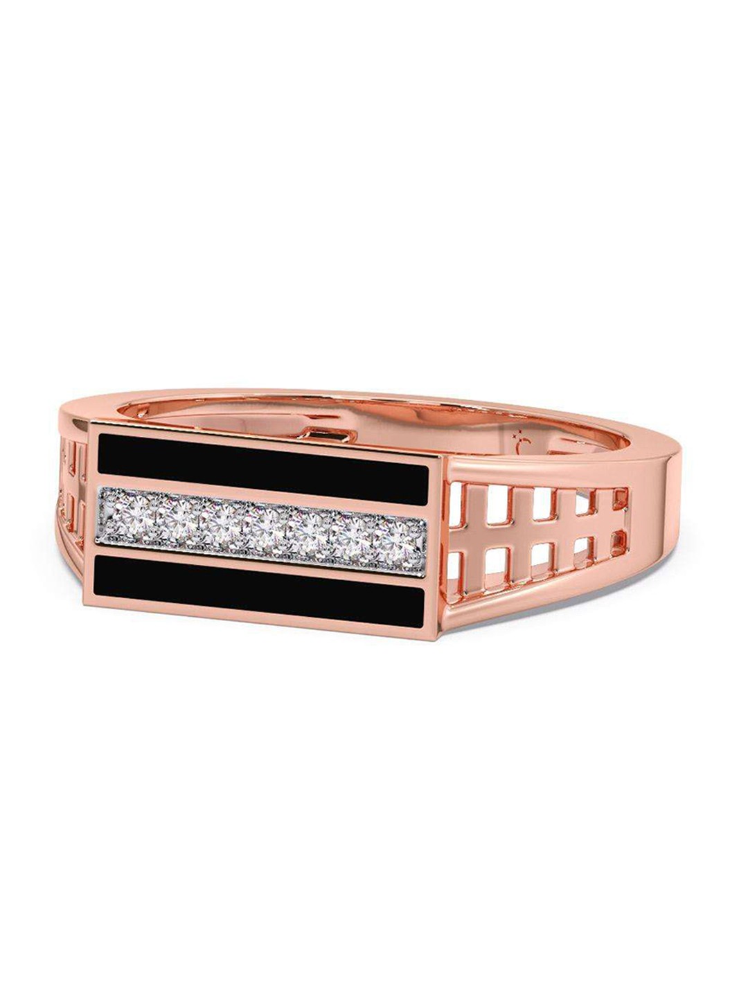 

CANDERE A KALYAN JEWELLERS COMPANY Men 14KT Rose Gold Diamond Finger Ring-3.43 g
