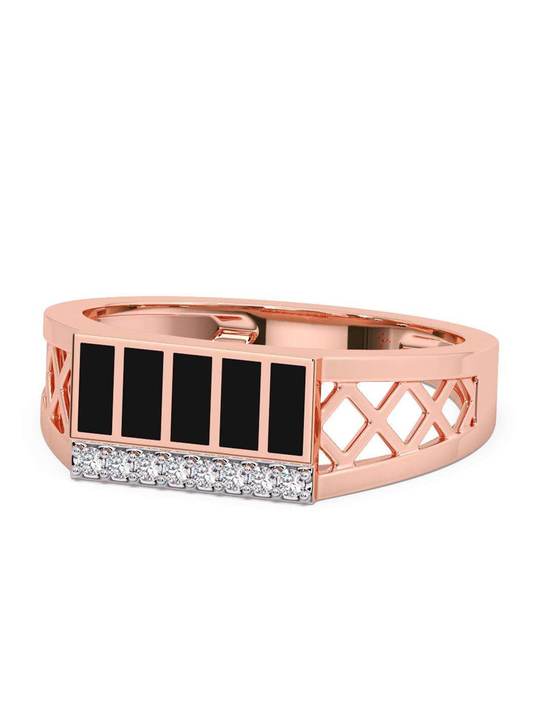 

CANDERE A KALYAN JEWELLERS COMPANY Men18KT Rose Gold Diamond-Studded Ring - 3.75 gm