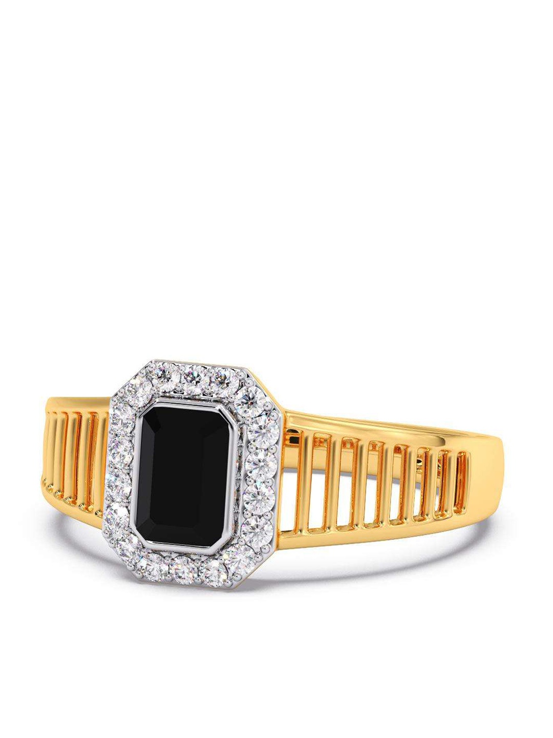 

CANDERE A KALYAN JEWELLERS COMPANY Men Diamond-Studded 14KT Gold Ring - 4.9 gm