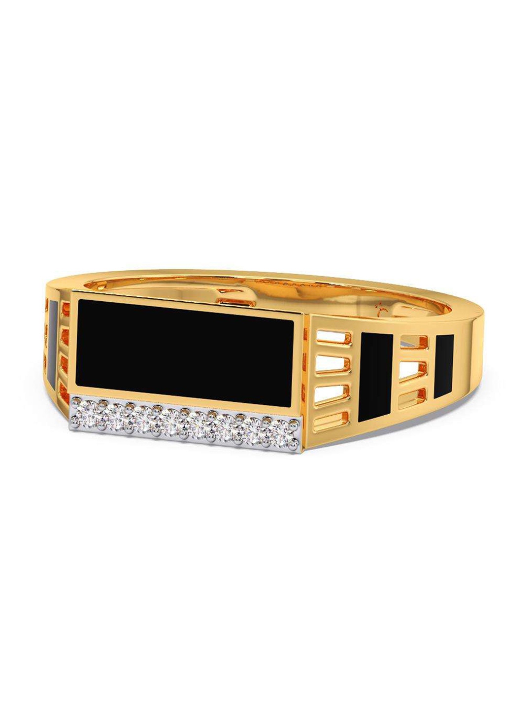 

CANDERE A KALYAN JEWELLERS COMPANY Men Diamond-Studded 14KT Gold Ring - 3.65gm