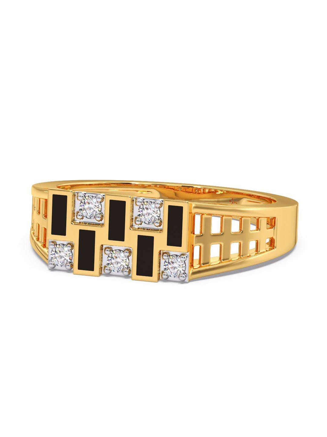 

CANDERE A KALYAN JEWELLERS COMPANY Men 18KT Gold Diamond Ring-4.72 g