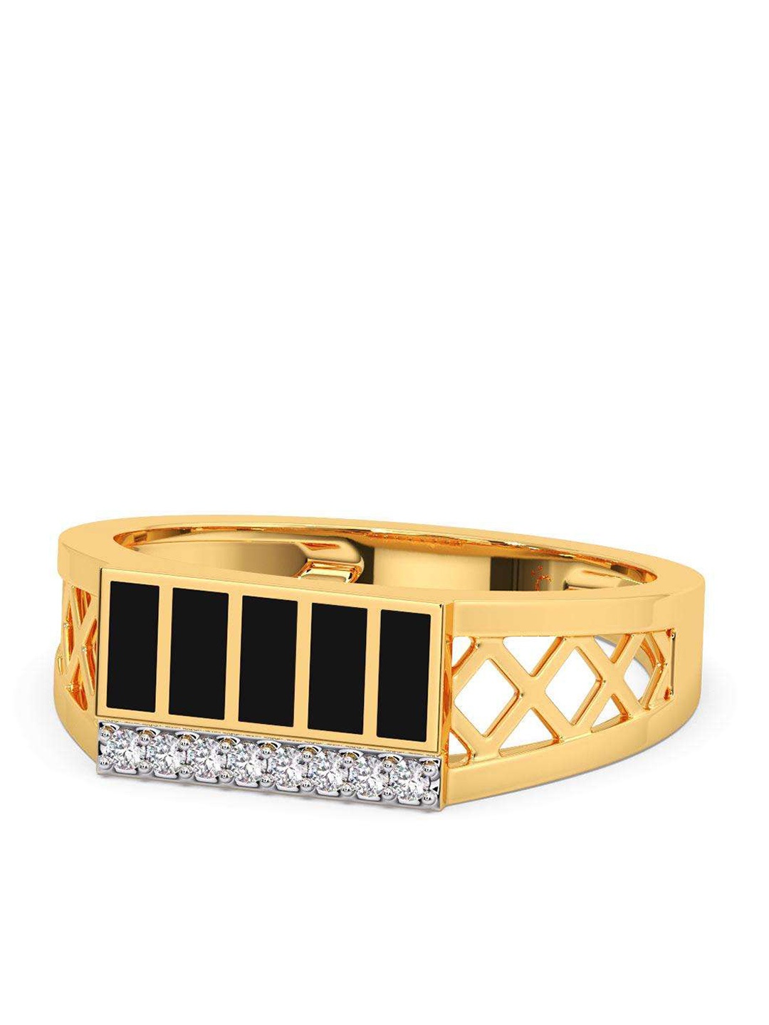 

CANDERE A KALYAN JEWELLERS COMPANY Men 18KT Gold Diamond-Studded Ring -3.62 g