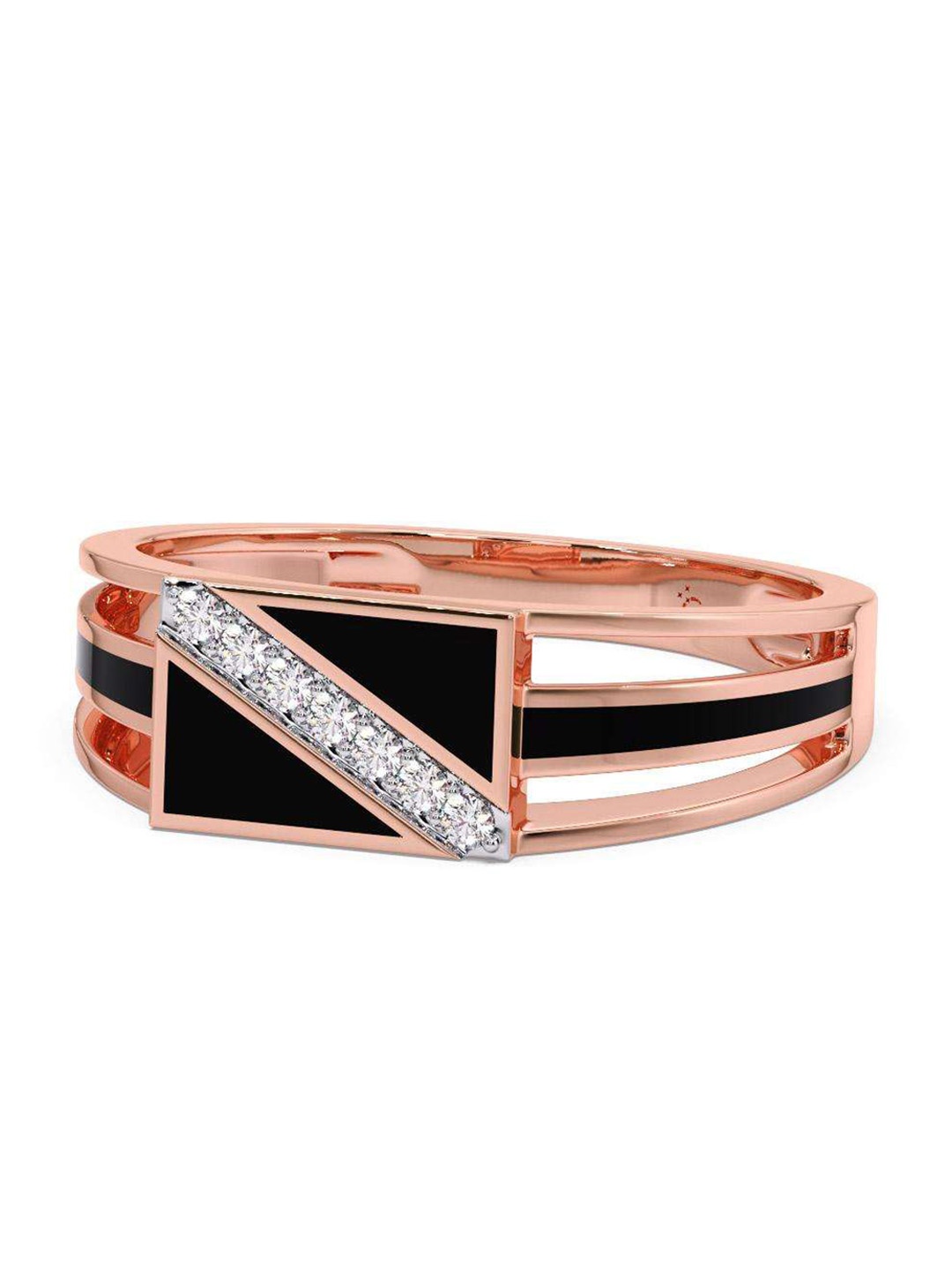 

CANDERE A KALYAN JEWELLERS COMPANY Men Diamond-Studded 14KT Rose Gold Ring - 3.36 gm