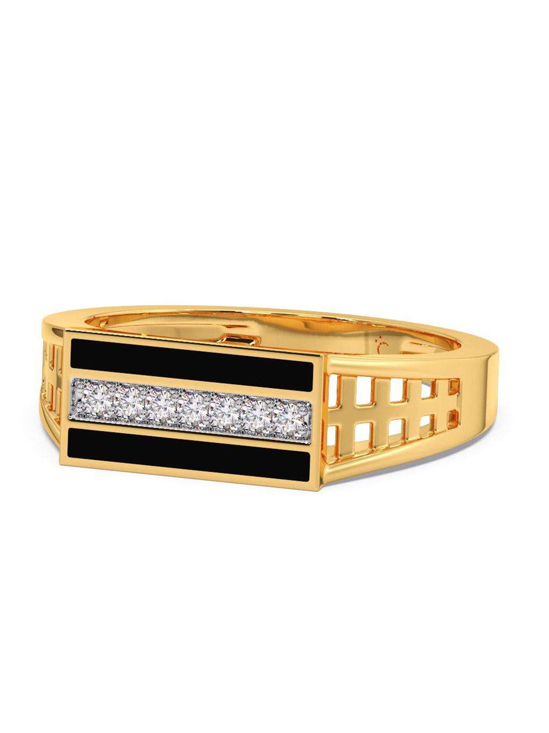 

CANDERE A KALYAN JEWELLERS COMPANY Men Diamond-Studded 14KT Gold Ring- 4.04gm