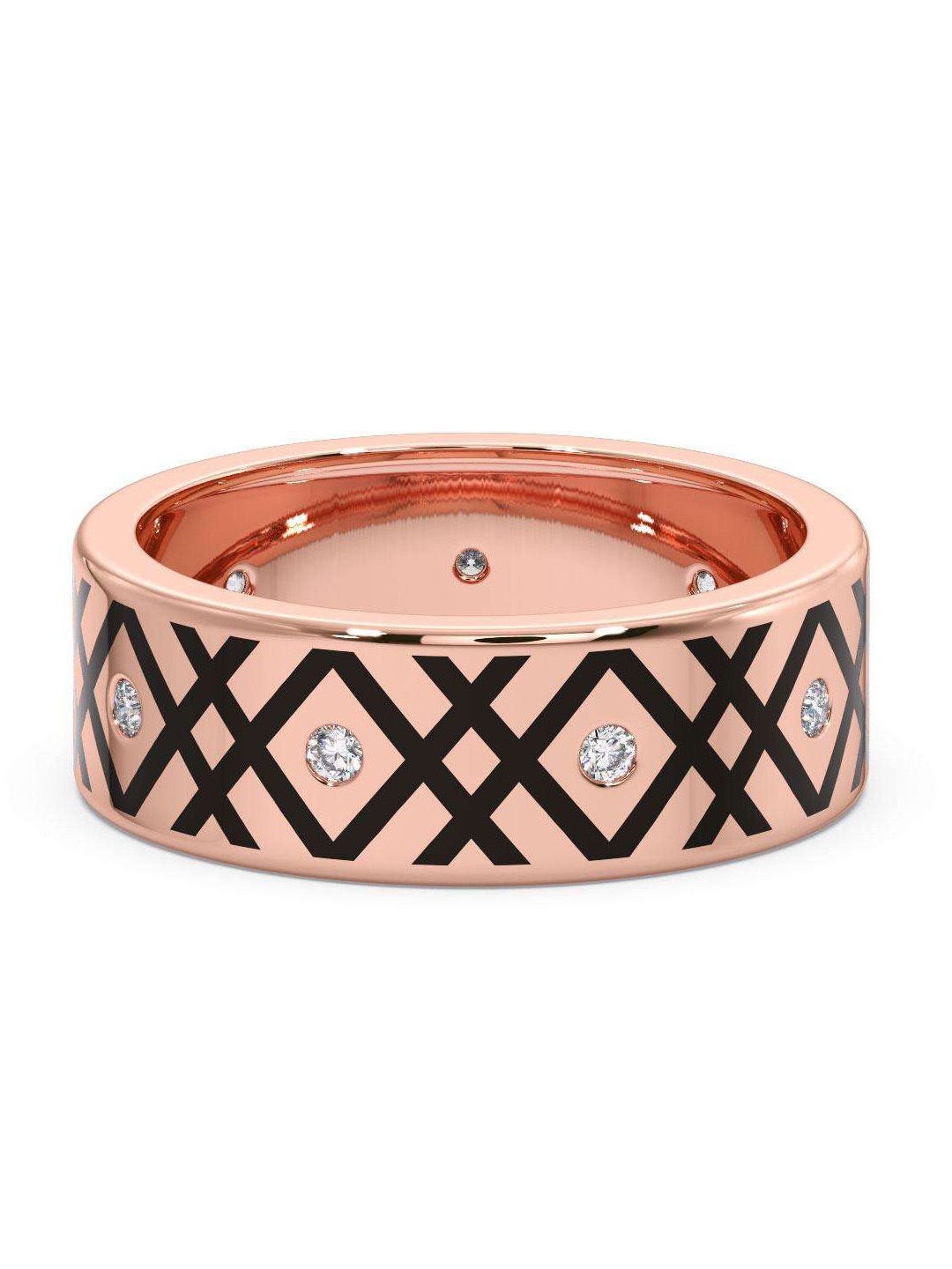

CANDERE A KALYAN JEWELLERS COMPANY Men Diamond-Studded 14KT Rose Gold Ring - 4.83 gm