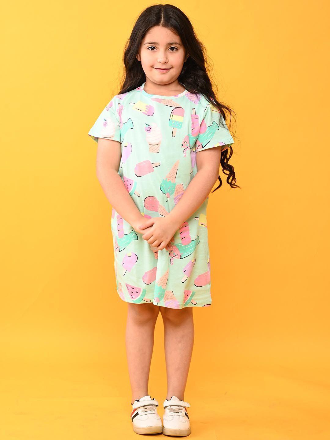 

Anthrilo Girls Conversational Printed Pure Cotton Nightdress, Sea green