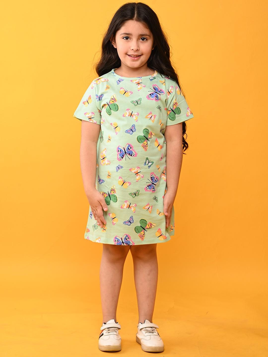 

Anthrilo Girls Conversational Printed Pure Cotton Nightdress, Green