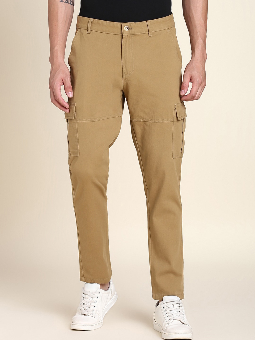 

Dennis Lingo Men Comfort Slim Fit Mid-Rise Cargos, Khaki