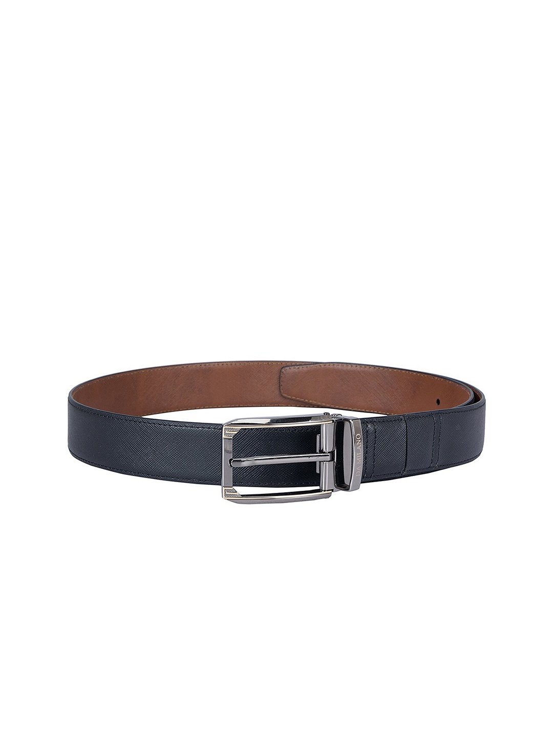 

Da Milano Men Tang Closure Textured Leather Belt, Black