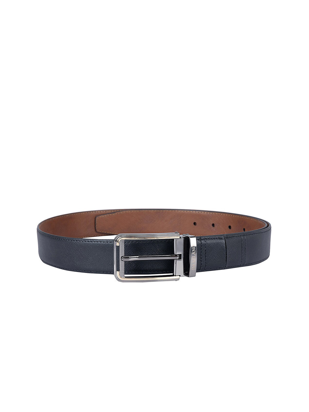 

Da Milano Men Tang Closure Textured Leather Belt, Black