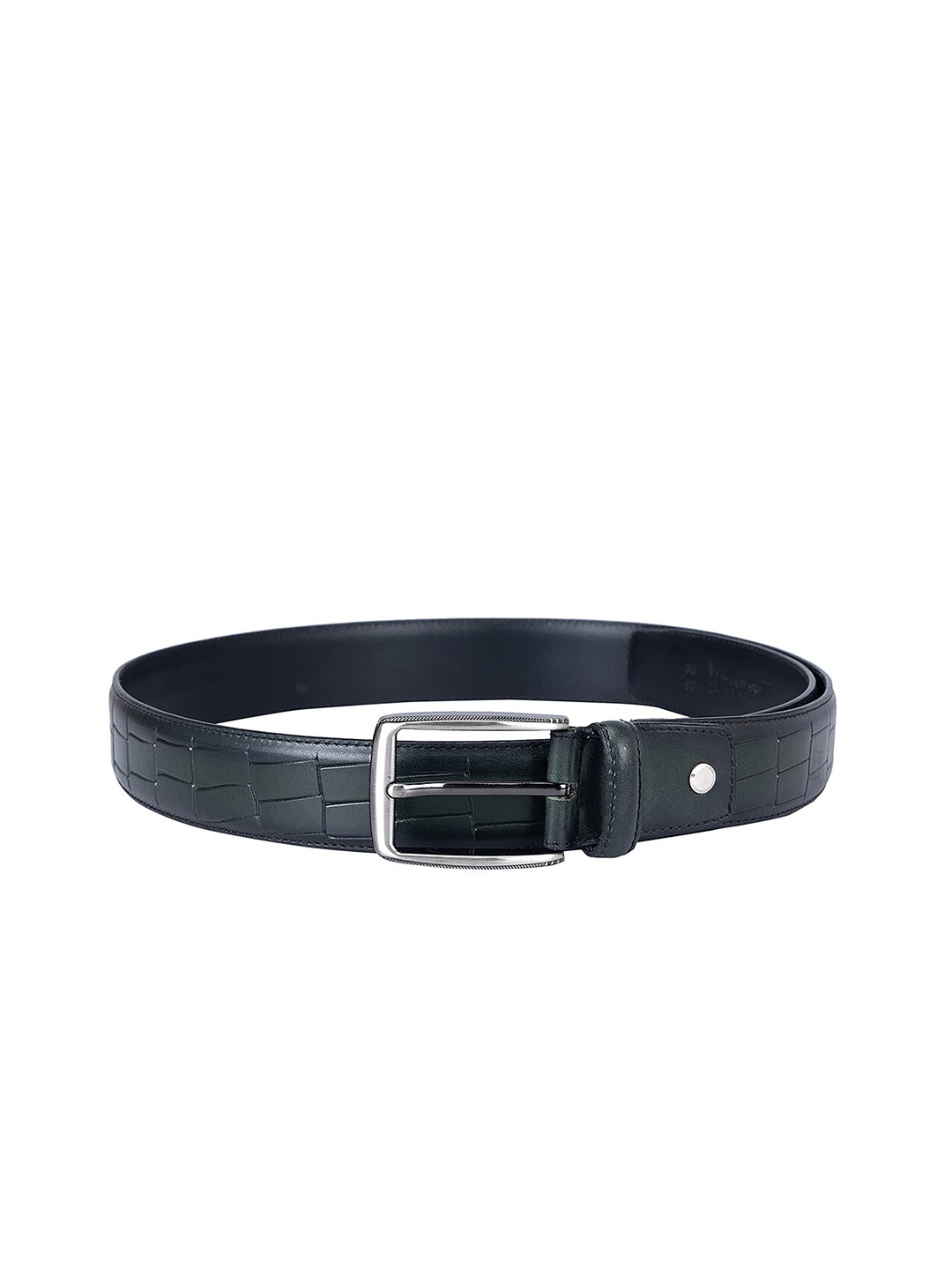 

Da Milano Men Tang Closure Textured Leather Belt, Green
