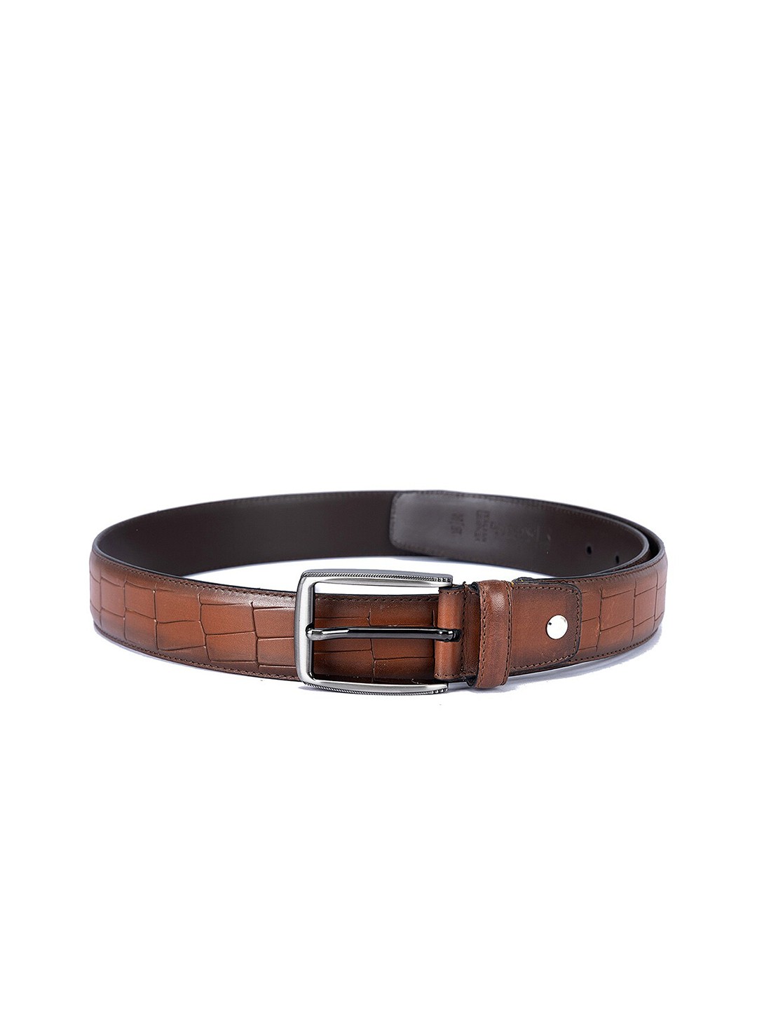 

Da Milano Men Tang Closure Textured Leather Belt, Brown