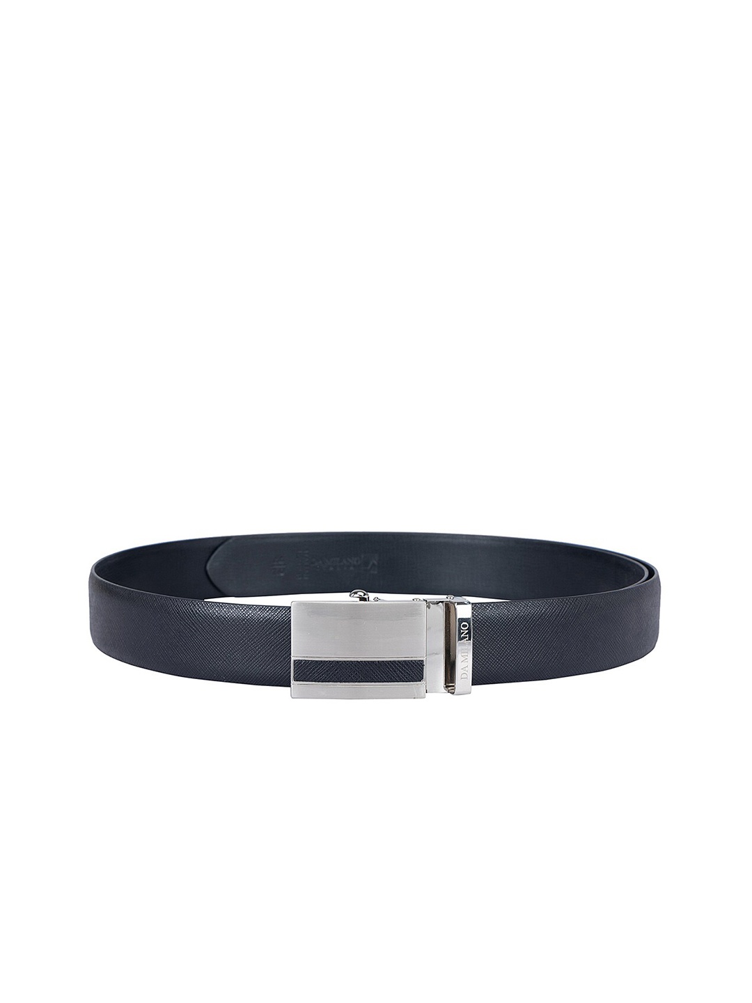 

Da Milano Men Slider Buckle Textured Leather Belt, Black