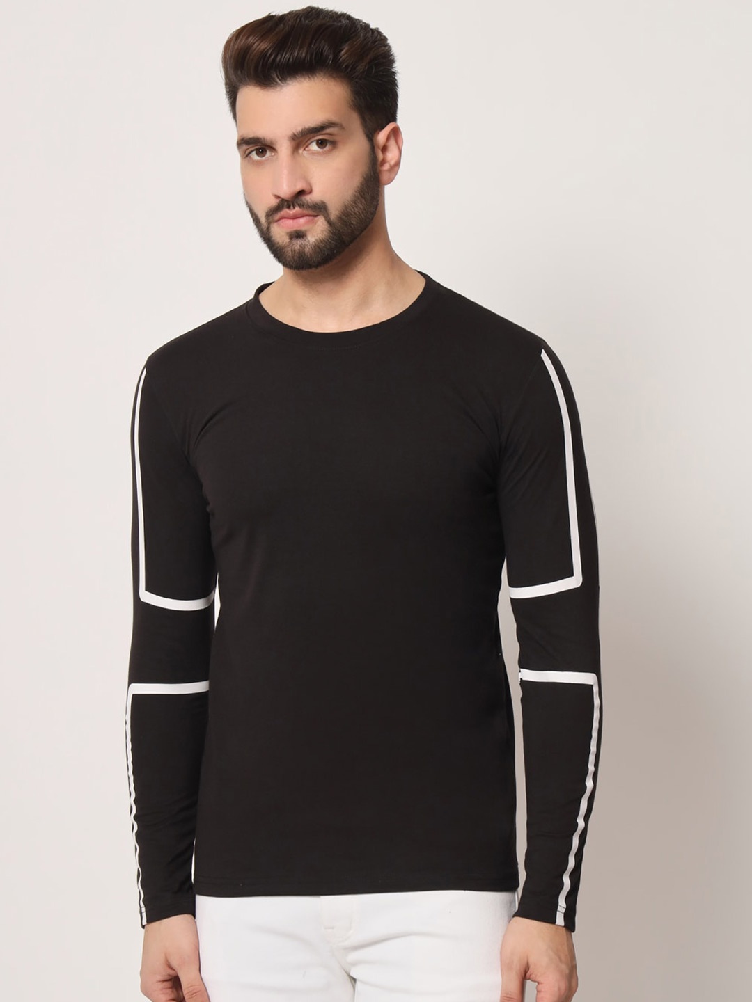 

Kushi Flyer Long Sleeve Round Neck Cotton T-shirt, Black