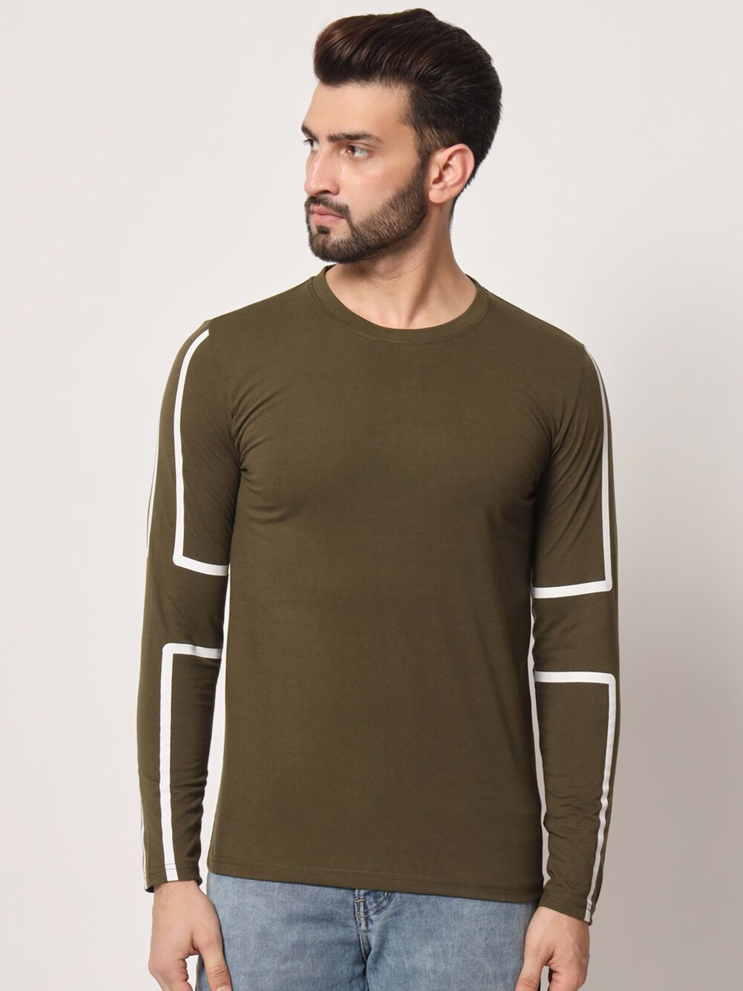 

Kushi Flyer Printed Long Sleeves Cotton T-shirt, Olive