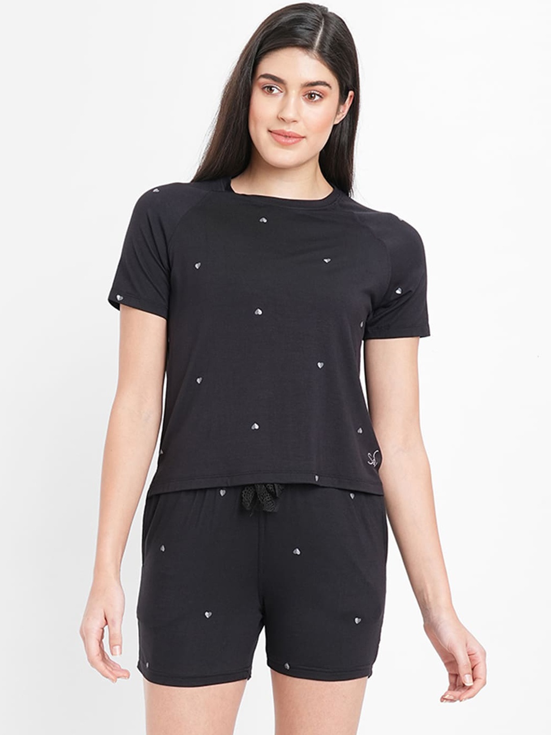 

Sweet Dreams Conversational Printed Night Suit, Black