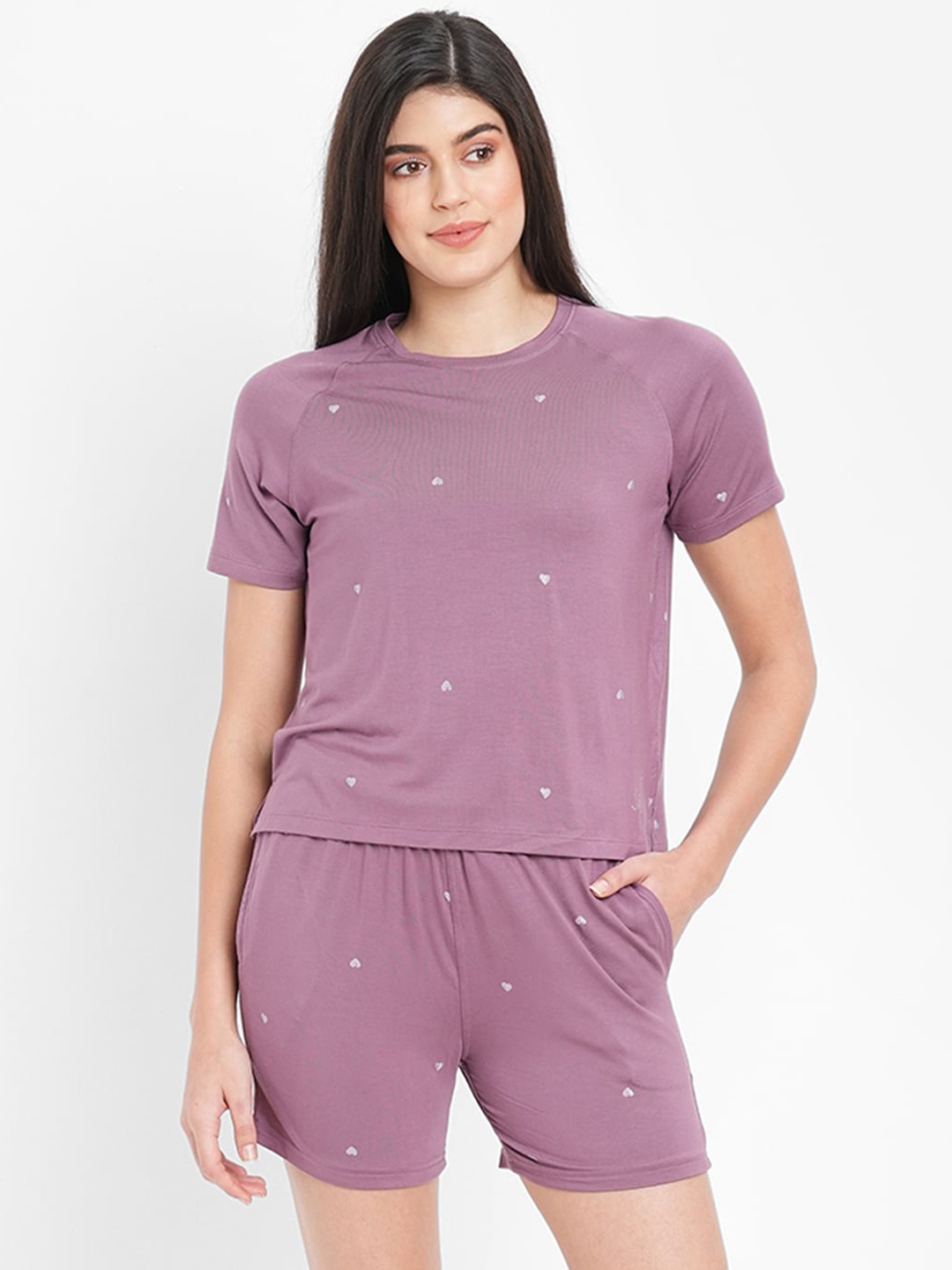 

Sweet Dreams Conversational Printed Night Suit, Violet
