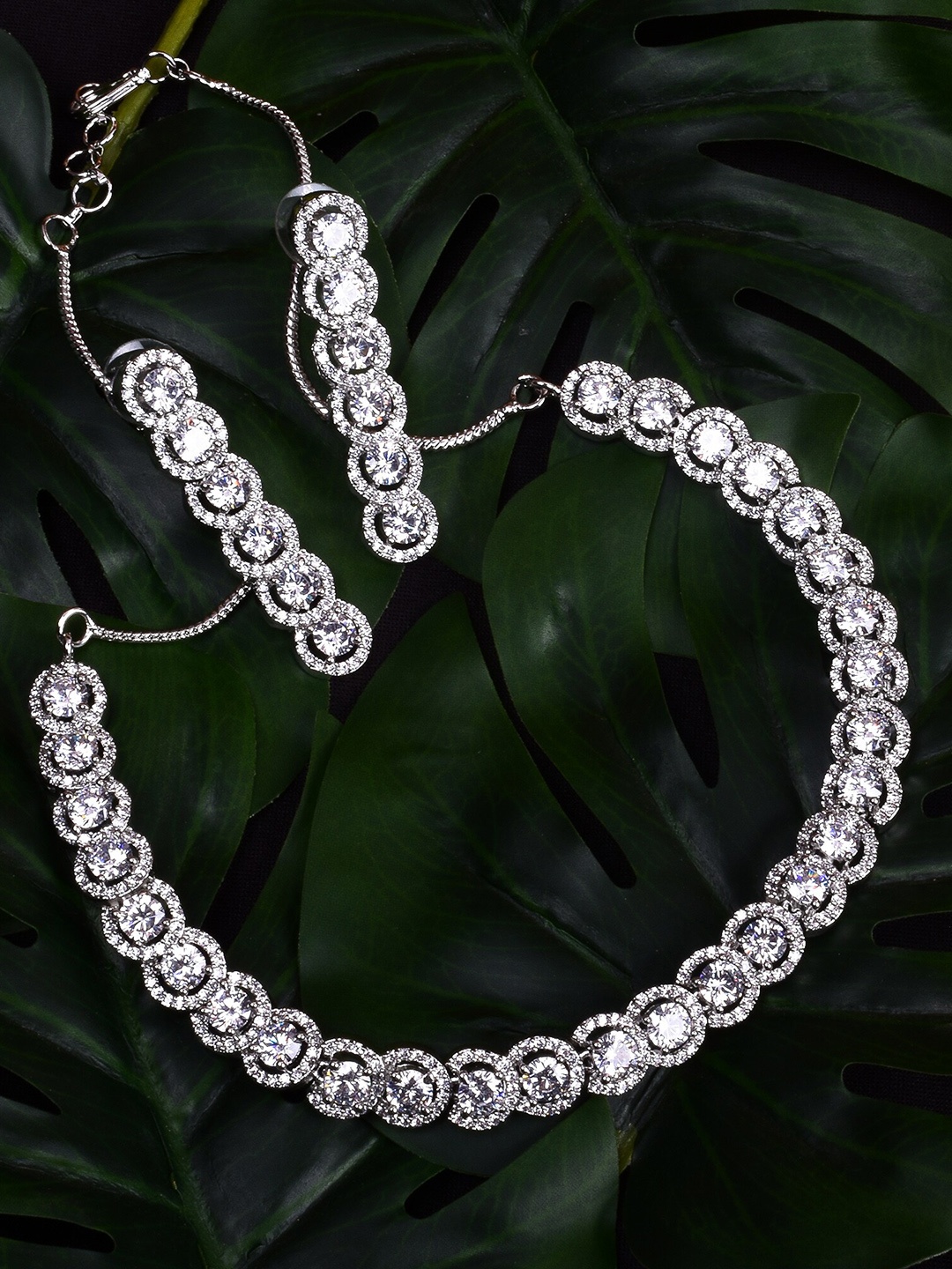 

STEORRA JEWELS Silver-Plated AD Stones-Studded Necklace and Earrings, White