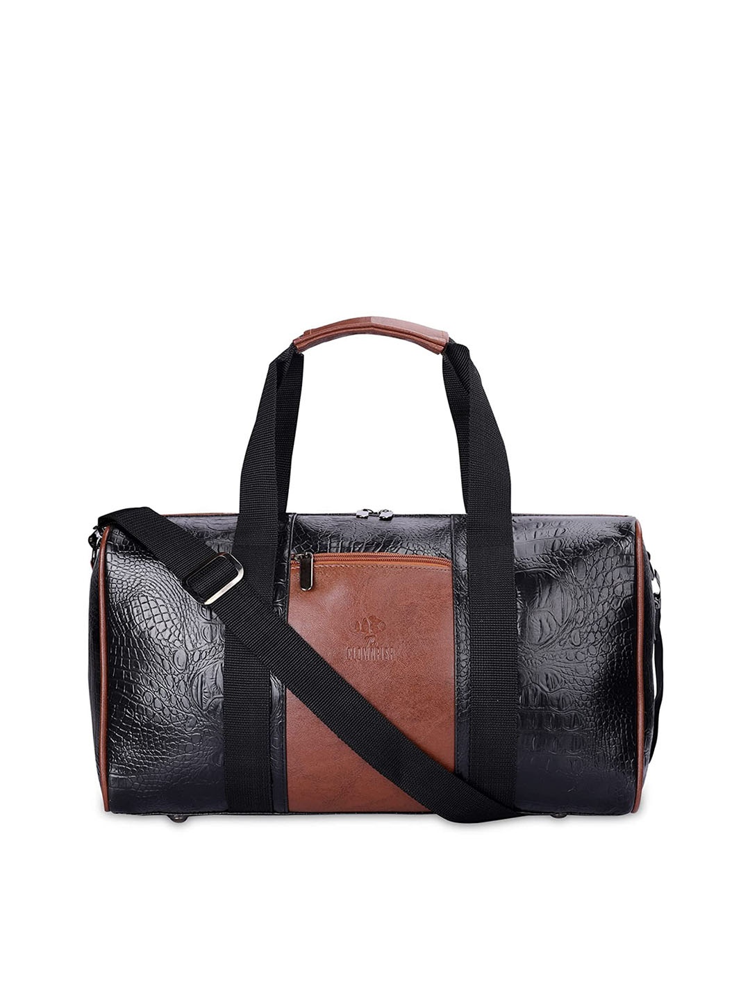 

THE CLOWNFISH Anderson Textured Leather Duffel Bag, Black