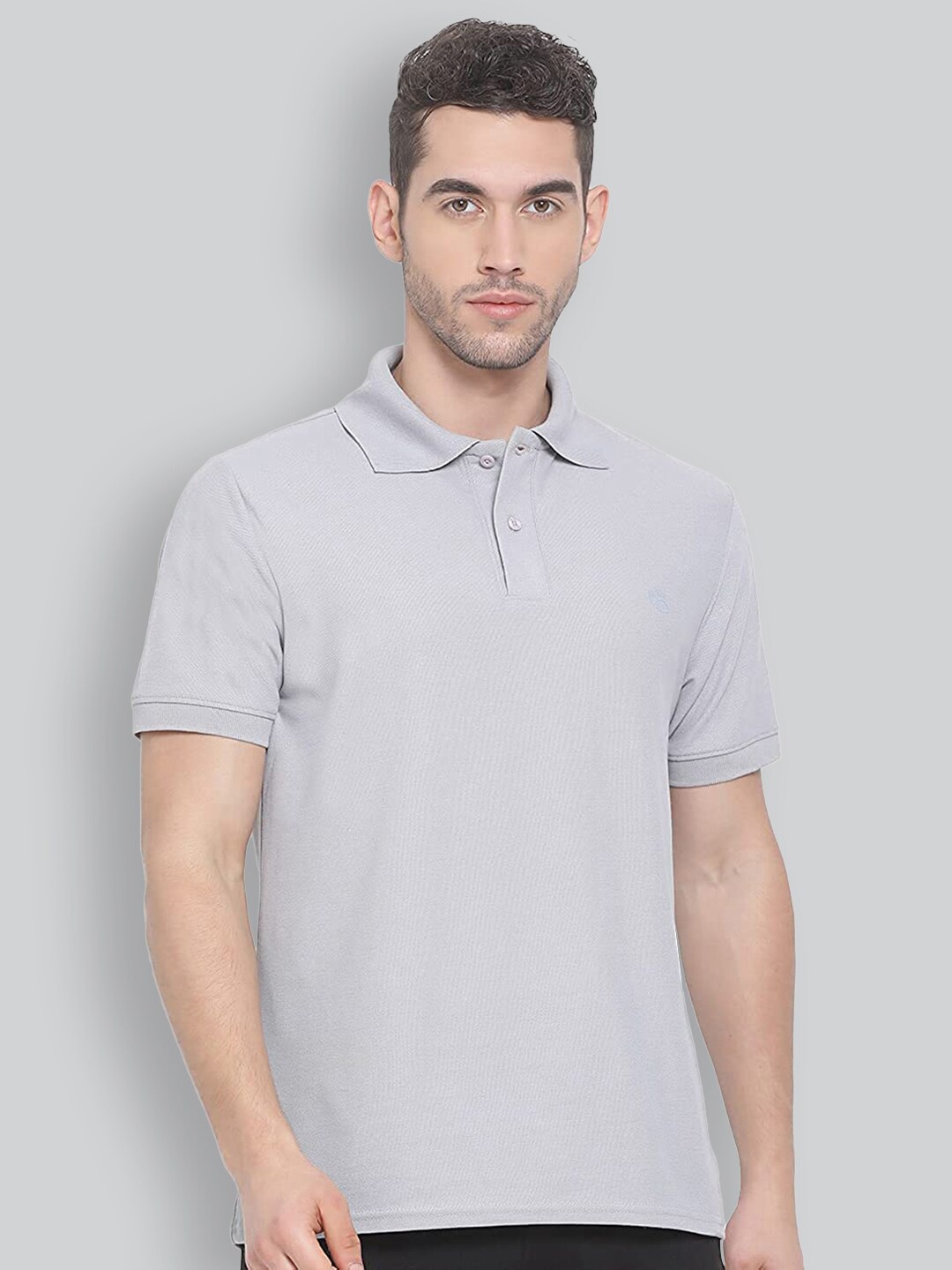 

LUX NITRO Men Polo Collar Anti Odour Cotton Blend T-shirt, Grey melange
