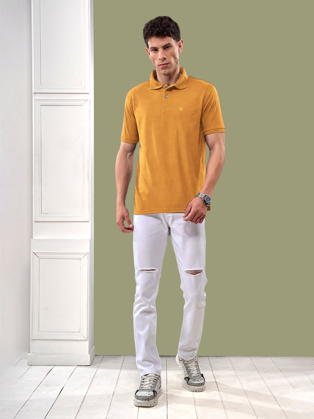 

LUX NITRO Polo Collar Anti Odour T-shirt, Mustard