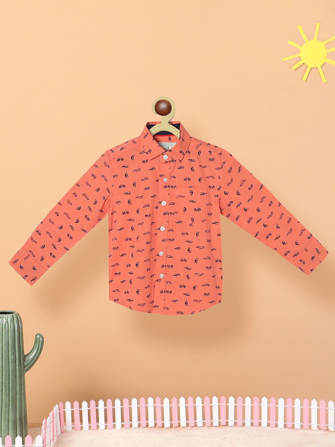 

Nauti Nati Boys Printed Pure Cotton Casual Shirt, Peach