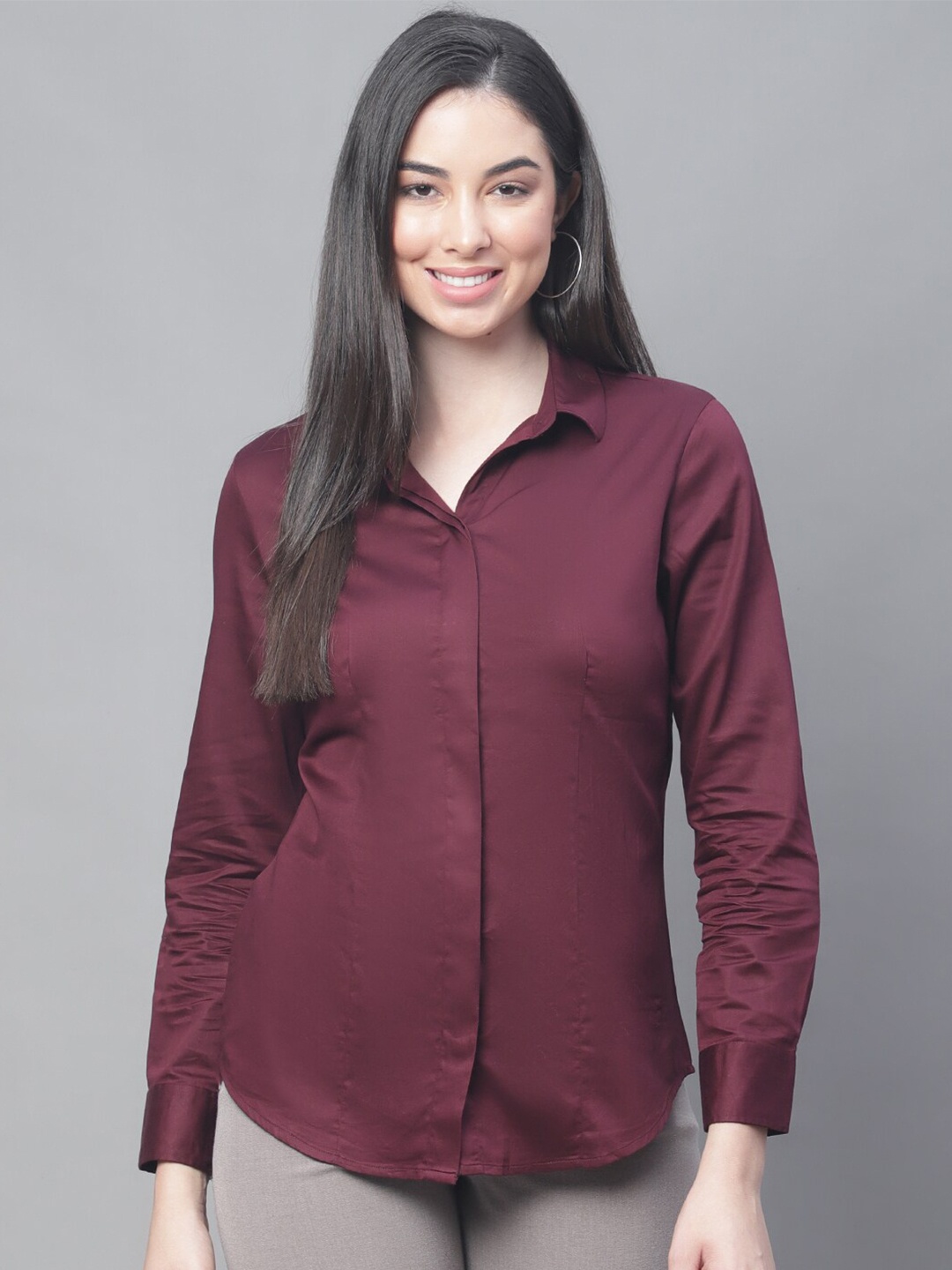 

Cantabil Spread Collar Cotton Formal Shirt, Maroon