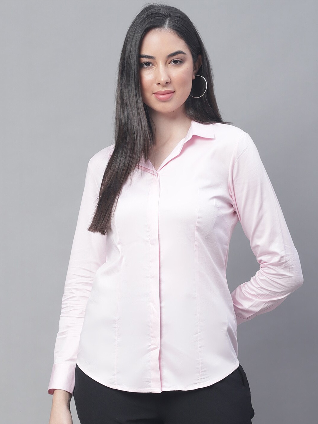 

Cantabil Spread Collar Cotton Formal Shirt, Pink