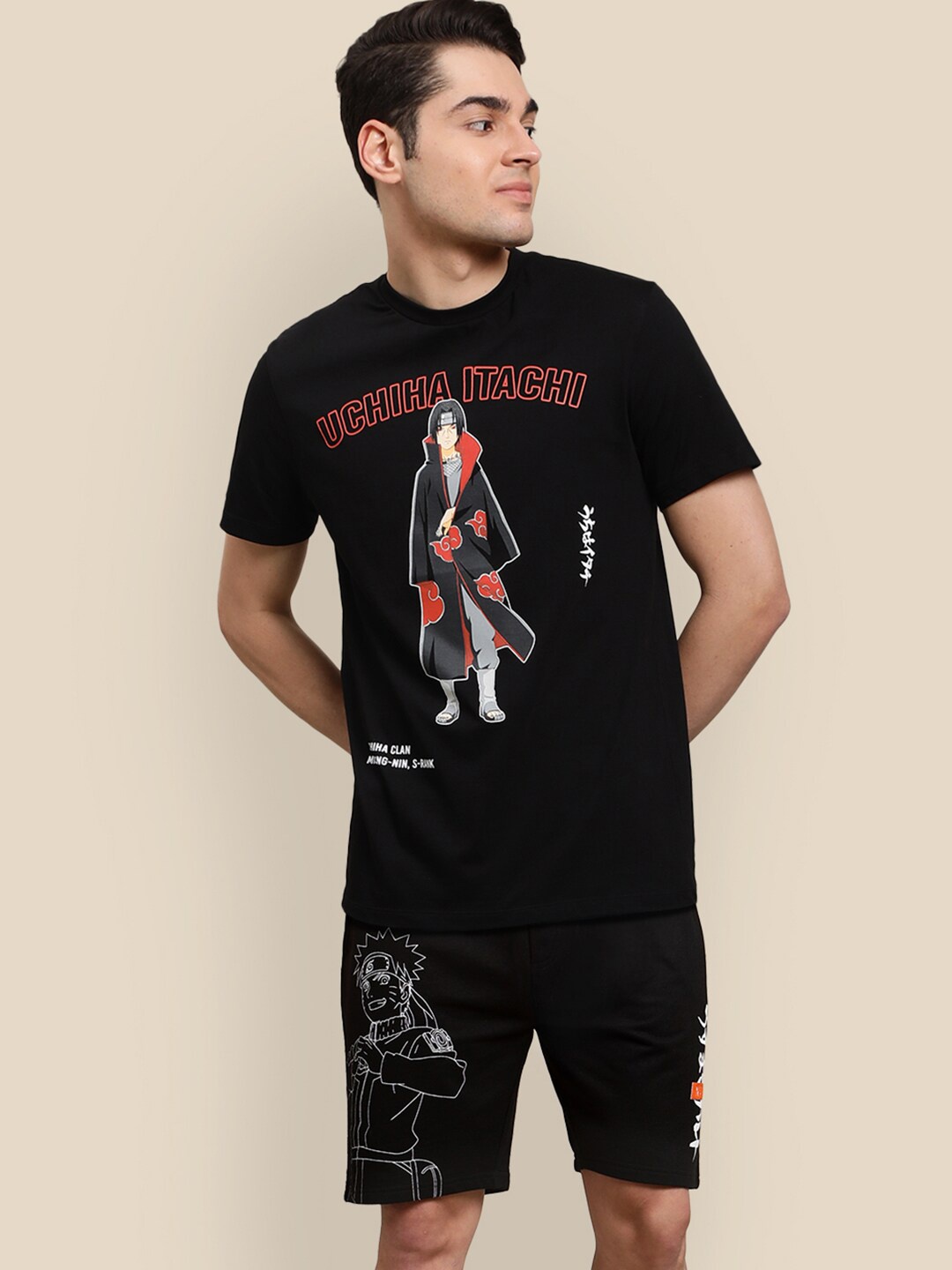 

Free Authority Naruto Printed T-shirt & Shorts Co-ord Set, Black