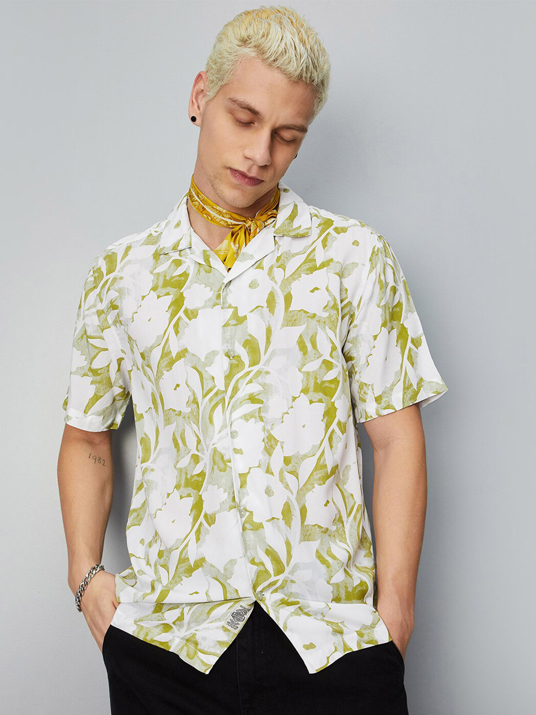 

max Men Floral Printed Casual Shirt, Green